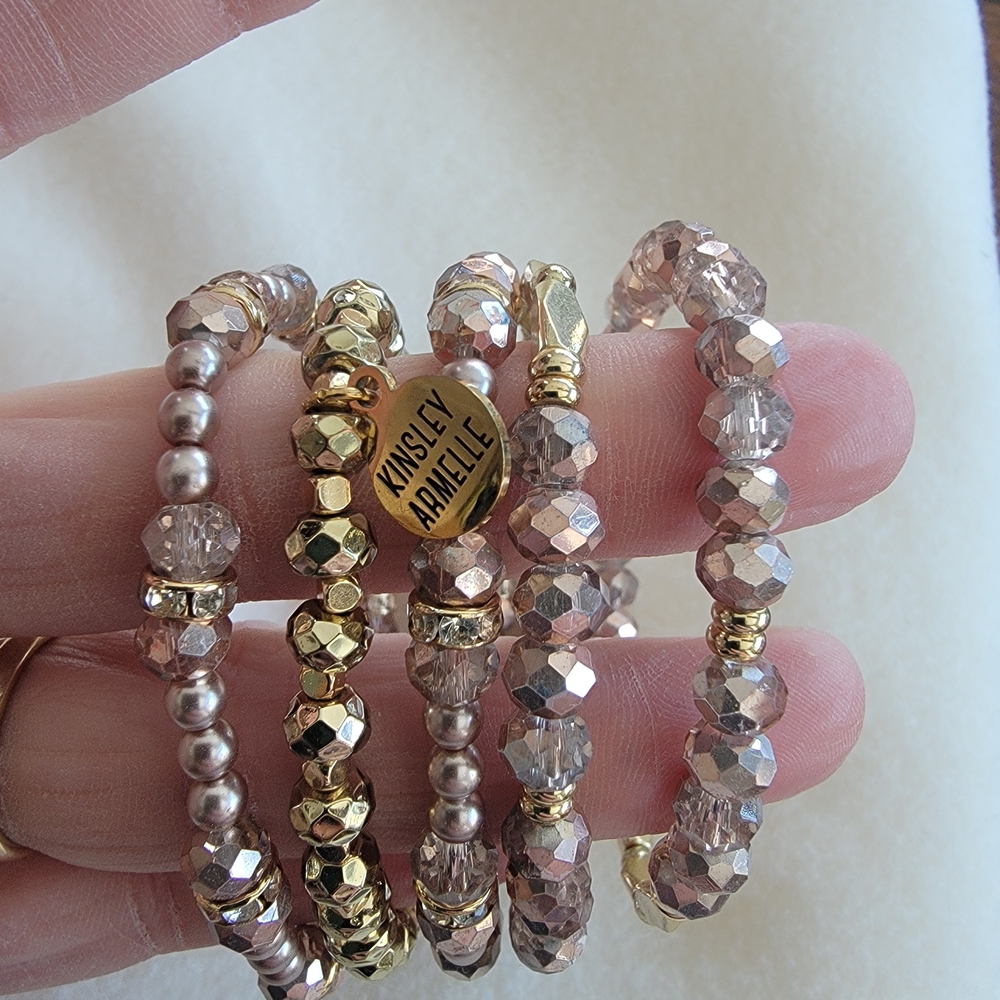 Kinsley Armelle Gold and Rose Beaded Bracelet Collection
